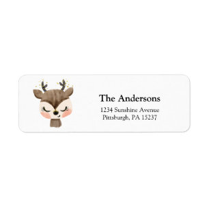 Kute Waterverf Reindester Return Address Etiket