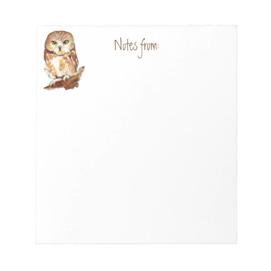 Kute Waterverf Saw Whet Owl, Bird, Animal Notitieblok (Voorkant)