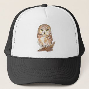 Kute Waterverf Saw Whet Owl, Bird, Animal Trucker Pet