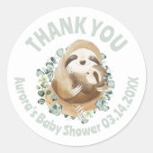 Kute Waterverf Sloth Baby shower Hartelijk dank Ronde Sticker (Voorkant)