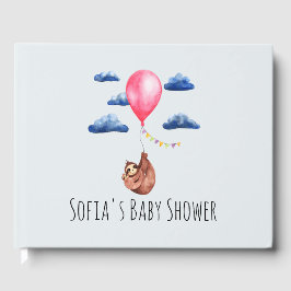 Kute Waterverf Sloth Moeder and Name Baby shower Gastenboek