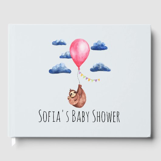 Kute Waterverf Sloth Moeder and Name Baby shower Gastenboek (Voorkant)
