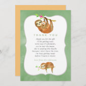 Kute Waterverf Sloth themed Baby shower Hartelijk  Bedankkaart (Voorkant / Achterkant)