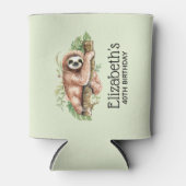 Kute Waterverf Sloth & Tropical Leaves Birthday Blikjeskoeler (Voorkant)