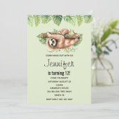 Kute Waterverf Sloth & Tropical Leaves Birthday Kaart (Staand voorkant)