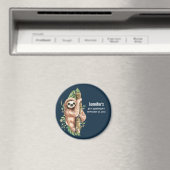 Kute Waterverf Sloth & Tropical Leaves Birthday Magneet (Insitu (Vaatwasser))