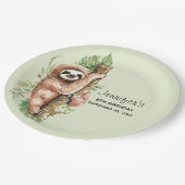 Kute Waterverf Sloth & Tropical Leaves Birthday Papieren Bordje (Gekanteld)