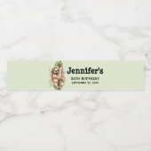 Kute Waterverf Sloth & Tropical Leaves Birthday Waterfles Etiket (Enkel label)