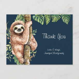 Kute Waterverf Sloth & Tropical Leaves Hartelijk d Briefkaart