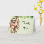 Kute Waterverf Sloth & Tropical Leaves Hartelijk d Kaart (Gele Bloem)