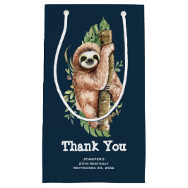 Kute Waterverf Sloth & Tropical Leaves Hartelijk d Klein Cadeauzakje