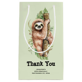 Kute Waterverf Sloth & Tropical Leaves Hartelijk d Klein Cadeauzakje