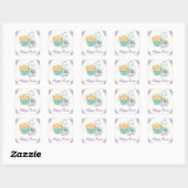 Kute Waterverf Spring Floral Chick in Egg Easter Vierkante Sticker (Vel)