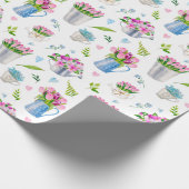 Kute Waterverf Spring Flower Pattern Happy Paast Cadeaupapier (Hoek)