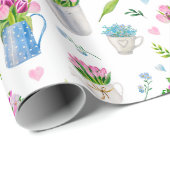 Kute Waterverf Spring Flower Pattern Happy Paast Cadeaupapier (Rol Hoek)