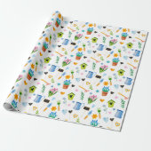 Kute Waterverf Spring Flower Pattern Happy Paast Cadeaupapier (Uitgerold)