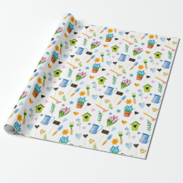 Kute Waterverf Spring Flower Pattern Happy Paast Cadeaupapier