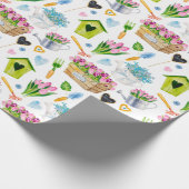 Kute Waterverf Spring Flower Pattern Happy Paast Cadeaupapier (Hoek)