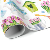Kute Waterverf Spring Flower Pattern Happy Paast Cadeaupapier (Rol Hoek)