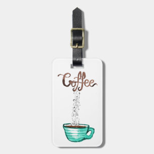 Kute Waterverf Steamy Cup koffie Bagagelabel