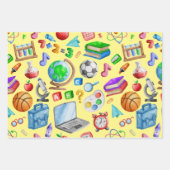 Kute Waterverf Terug naar schoolspullen Kleurrijk Inpakpapier Vel (Voorkant)