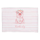 Kute Waterverf Varken met roze stropen Kussensloop (Voorkant)