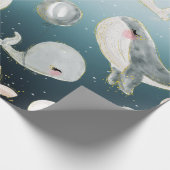 Kute Waterverf walvissen in het blauwe Zee Cadeaupapier (Hoek)