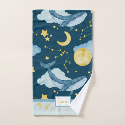 Kute Waterverf Whales Seamless Pattern Kinder Bad Handdoek