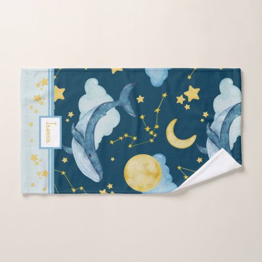 Kute Waterverf Whales Seamless Pattern Kinder Bad Handdoek (Handdoek)