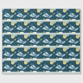 Kute Waterverf Whales Seamless Pattern Kinder Cadeaupapier (Vlak)