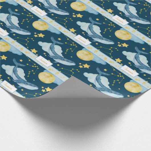 Kute Waterverf Whales Seamless Pattern Kinder Cadeaupapier (Hoek)