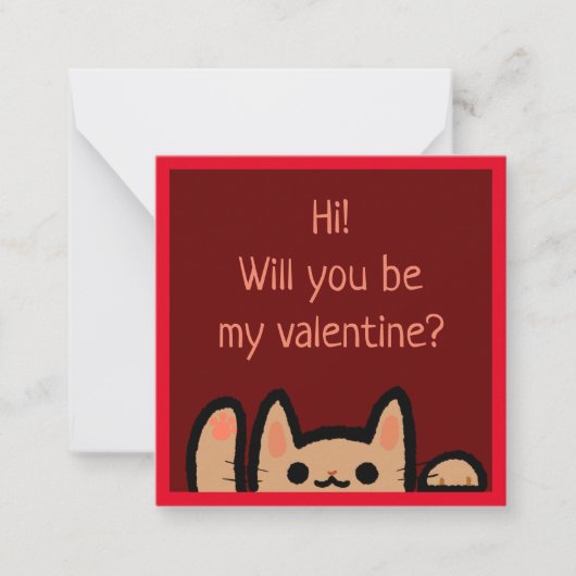 Kute Waving Cat Valentijns Notitiekaartje (Voorkant)