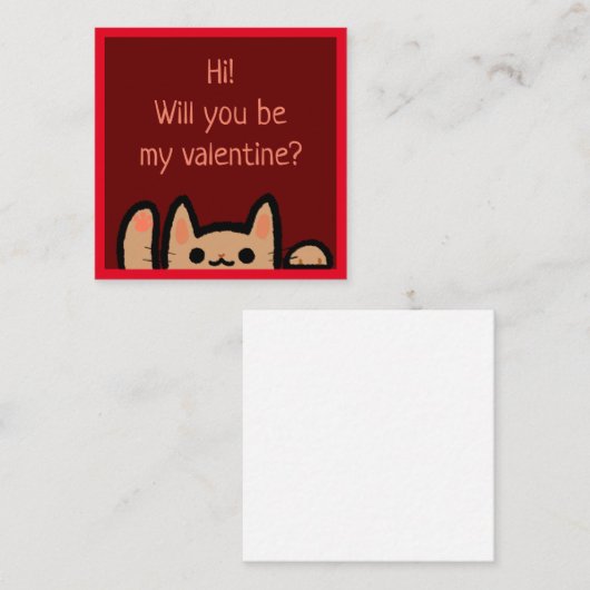 Kute Waving Cat Valentijns Notitiekaartje (Voorkant / Achterkant)