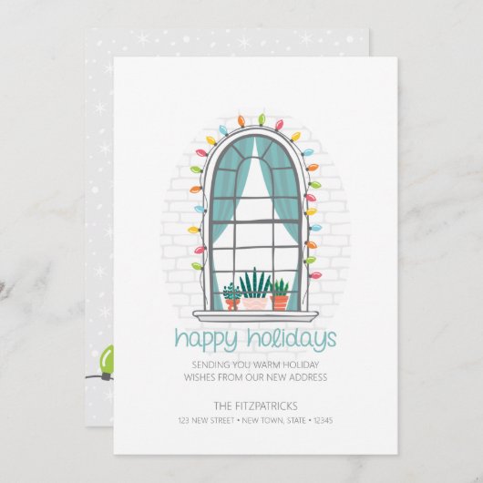 Kute We hebben een nieuwe House Flat Holiday Card  Feestdagenkaart (Voorkant / Achterkant)