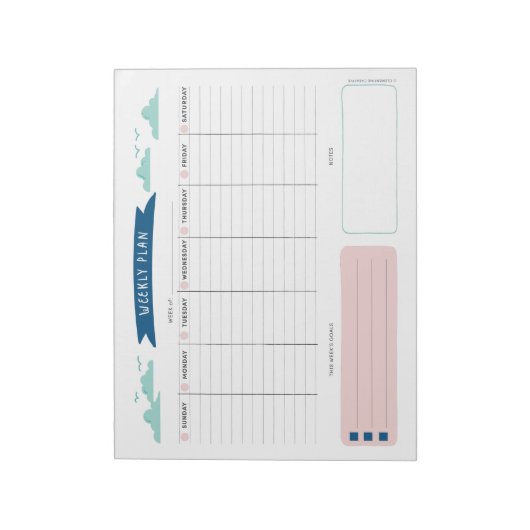 Kute weekly Planner-laptop Notitieblok (Linkerzijde)