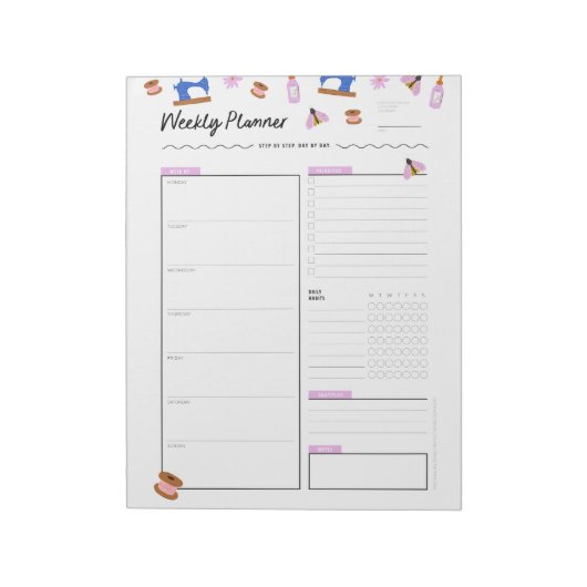 Kute Weekly Planner voor ambachtslieden Notitieblok (Linkerzijde)