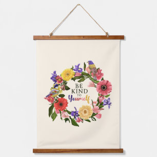 Kute wees aardig voor jezelf, van Floral Quote Hangend Wandkleed