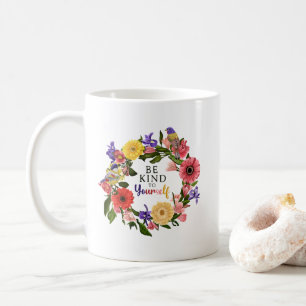 Kute wees aardig voor jezelf, van Floral Quote Koffiemok