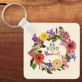 Kute wees aardig voor jezelf, van Floral Quote Sleutelhanger (Voorkant)