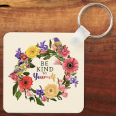 Kute wees aardig voor jezelf, van Floral Quote Sleutelhanger (Achterkant)