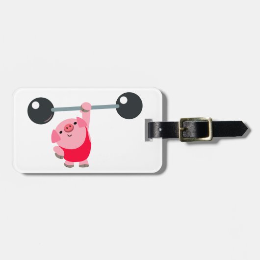 Kute WeightCartoon Pig Bagagelabel (Voorkant horizontaal)