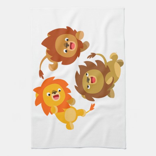 Kute Weightless Cartoon Lions Kitchen Towel Theedoek (Verticaal)