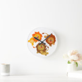 Kute Weightless Cartoon Lions Wall Clock Ronde Klok (Huis)
