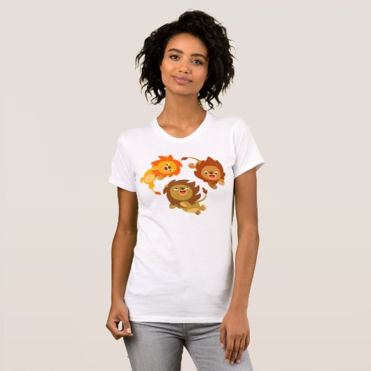 Kute Weightless Cartoon Lions Women T-Shirt (Voorkant volledig)