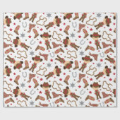 Kute Western Cowboy Wrapping Paper Cadeaupapier (Vlak)