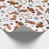 Kute Western Cowboy Wrapping Paper Cadeaupapier (Hoek)