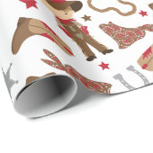 Kute Western Cowboy Wrapping Paper Cadeaupapier (Rol Hoek)