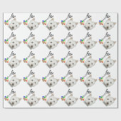 Kute Westie Dog en Paw Print Art Wrapping Paper Cadeaupapier (Vlak)