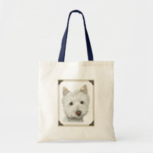 Kute Westie Dog met gescheurde papieren randen Tote Bag
