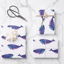 Kute Whale Art Tekening in Ocean Blue en White